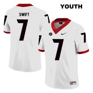 Youth Georgia Bulldogs NCAA #7 D'Andre Swift Nike Stitched White Legend Authentic College Football Jersey BCS6854PI